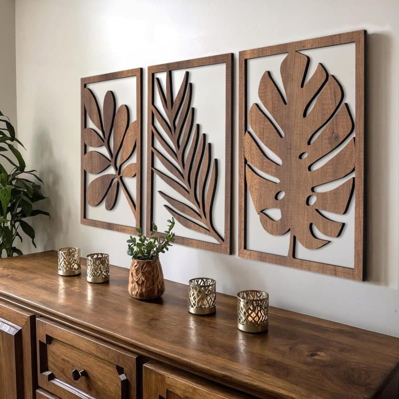 Tropical Leaf Trio Wall Art Laser Cut SVG Vector Files