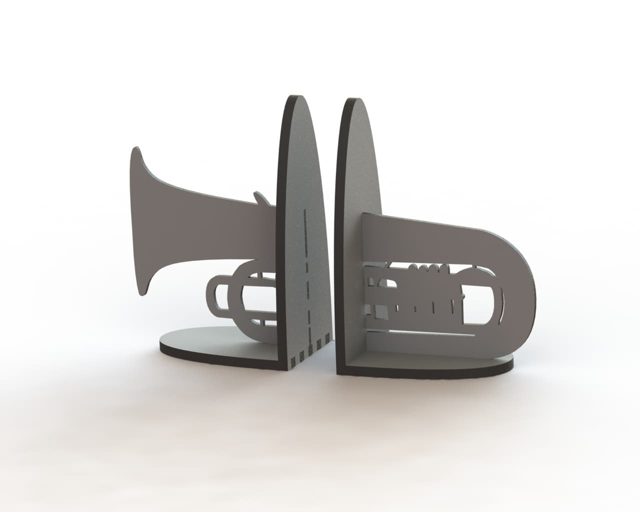 Trumpet Music Theme Bookends Laser Cut Vector File