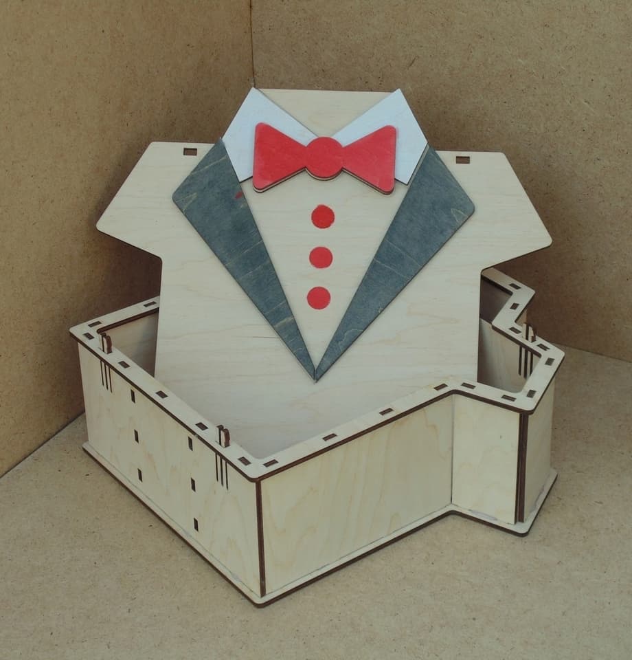 Tuxedo Gift Box Laser Cut Vector Plan (DXF, SVG, CDR)