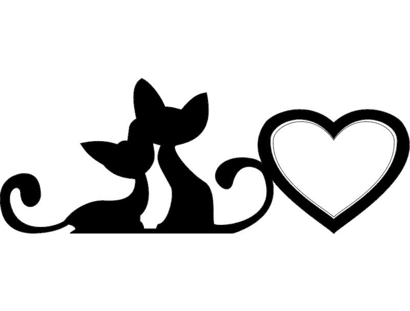Two Cats in Love with Heart Vector DXF File for Laser Cutting