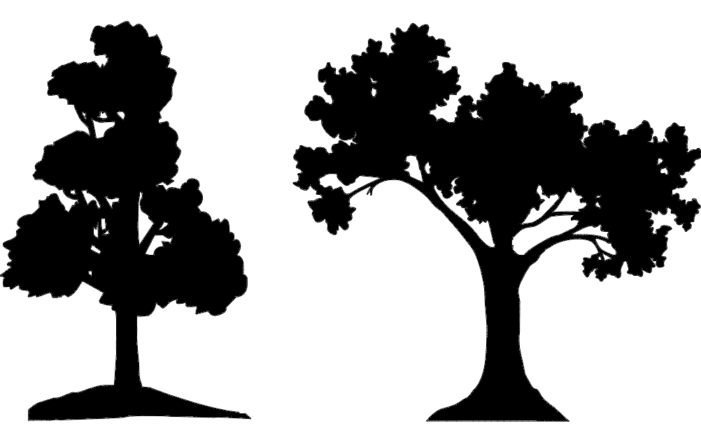 Two Detailed Tree Silhouettes Vector Design - DXF File