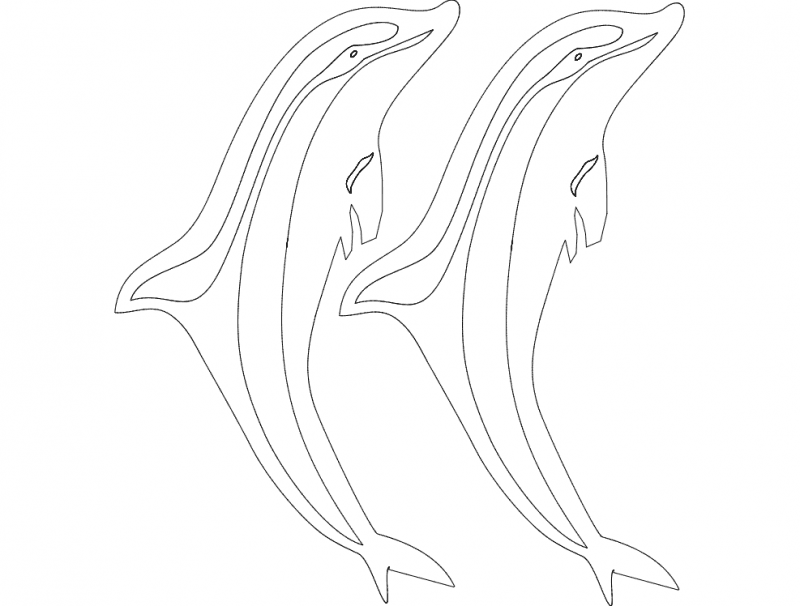Two Playful Dolphins Vector Design for Laser Cutting DXF