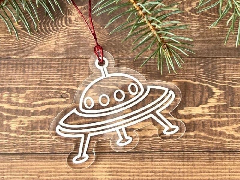 UFO Spaceship Christmas Ornament Vector File for Laser Cutting