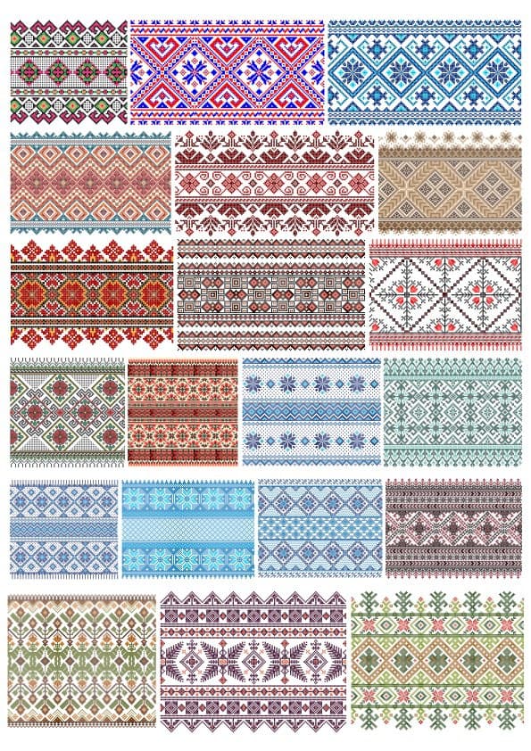 Ukrainian Folk Embroidery Patterns Vector Set (SVG, DXF)