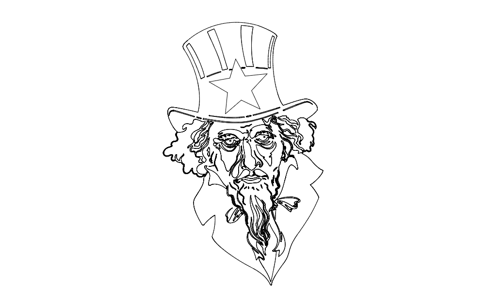 Uncle Sam Portrait Vector Design for Laser Cutting DXF