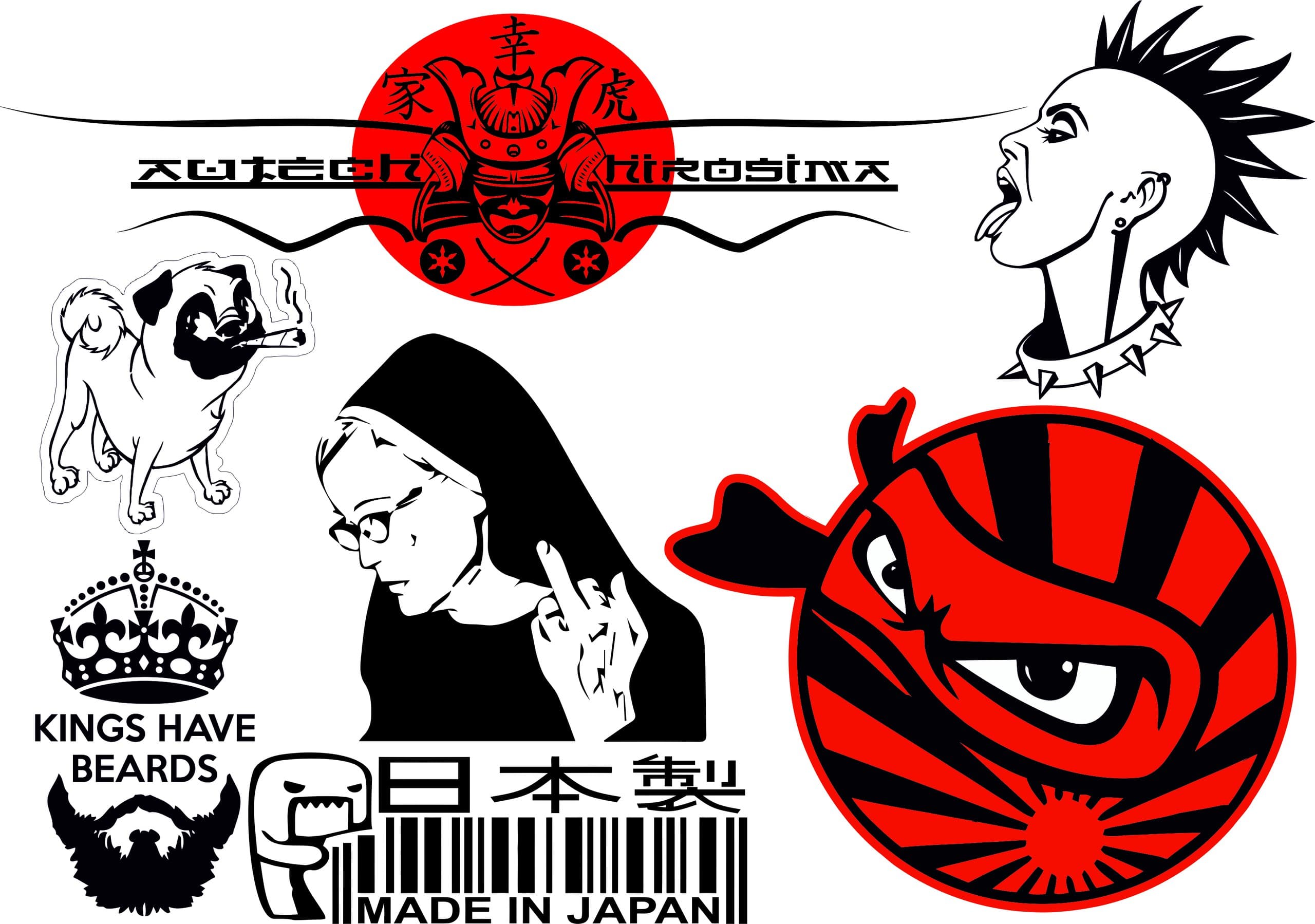 Urban & Japanese Style Car Decals Vector Pack CDR DXF SVG