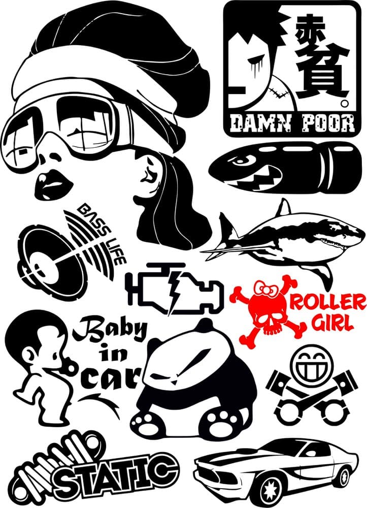 Urban Style Car Decal Vector Pack for Laser Cutting