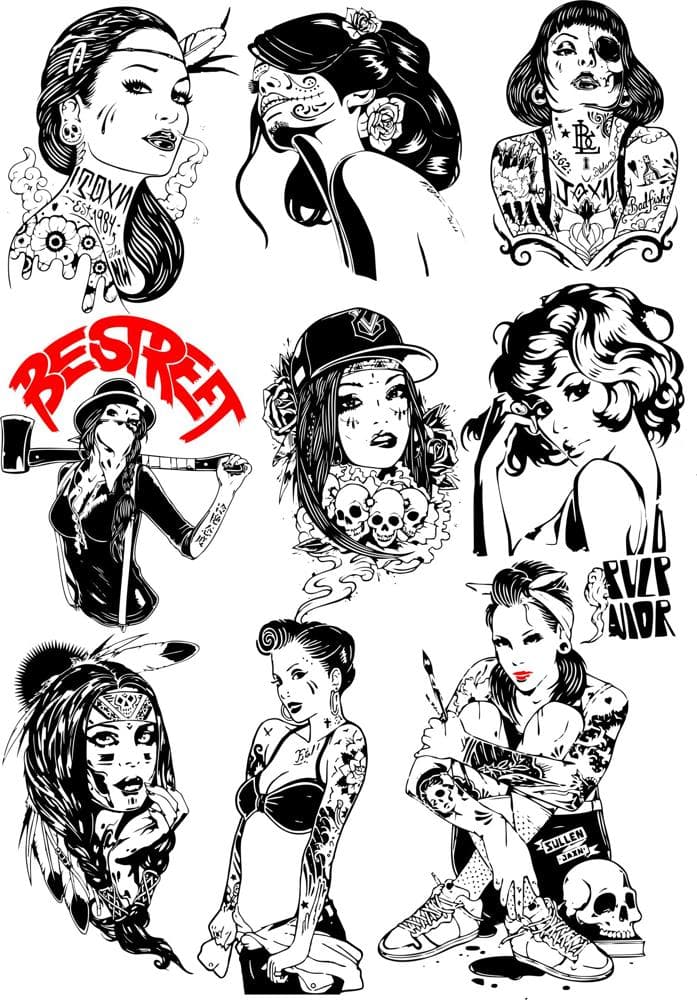 Urban Style Girls Vector Art Pack for Laser Cutting