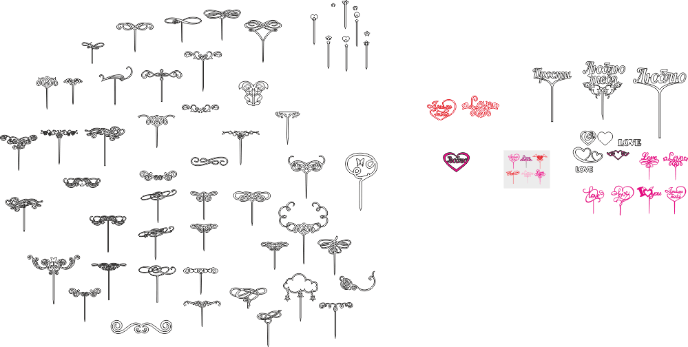 Valentine's Day Cake Topper Collection Vector Files (SVG, CDR)