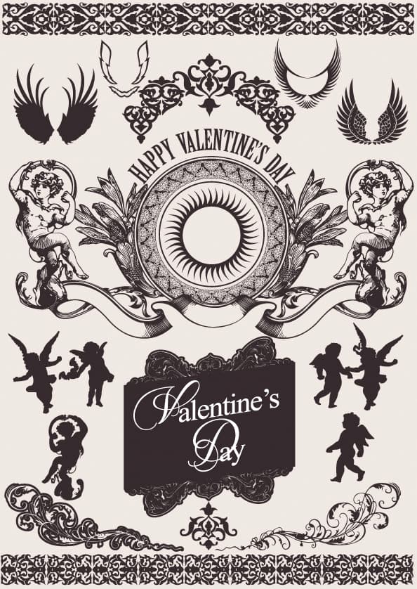 Valentine's Day Ornamental Vector Set for Laser Cutting