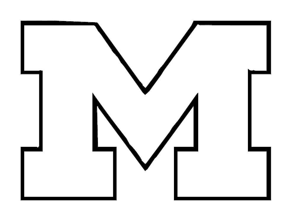 Varsity Block Letter M Vector File for Laser Cutting