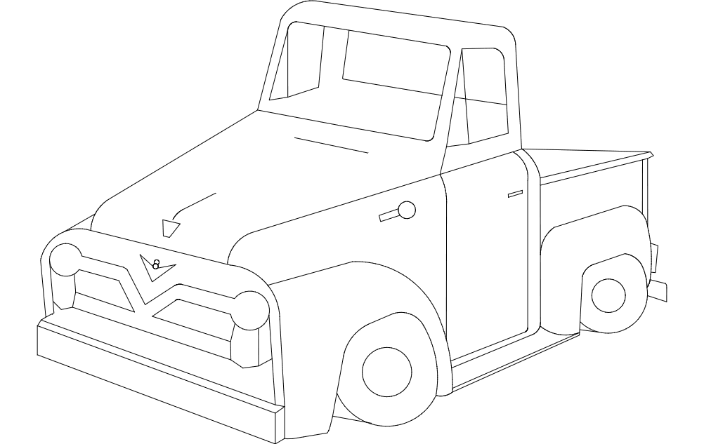Vintage 1955 Pickup Truck Vector Design DXF File