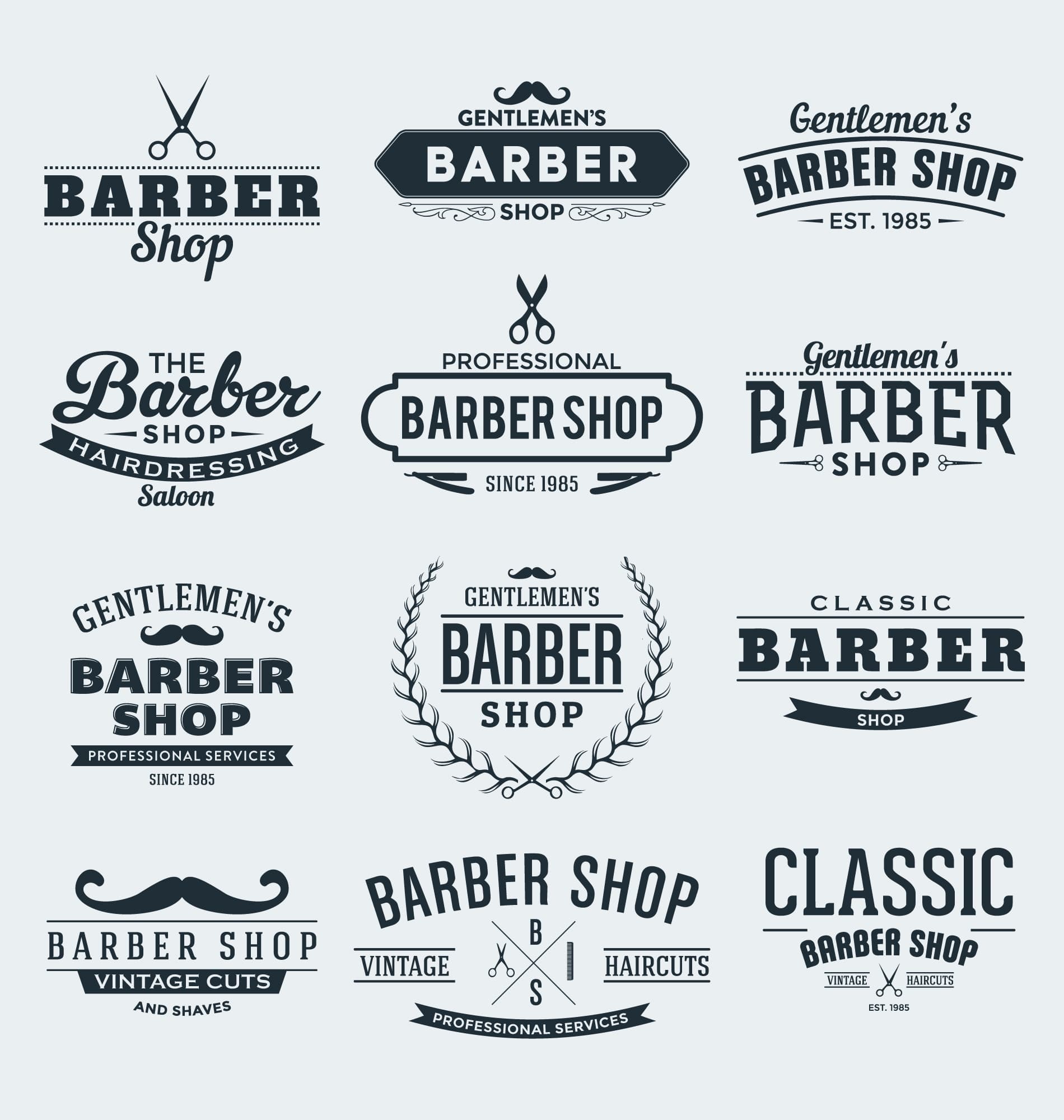 Vintage Barber Shop Logo Collection Vector Files