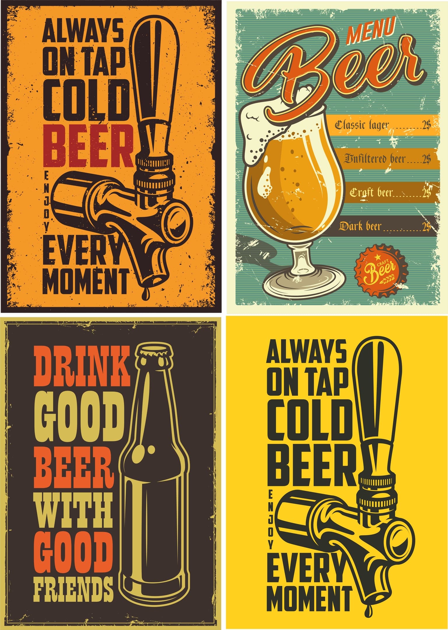 Vintage Beer Sign Collection Vector Files for Laser Cutting