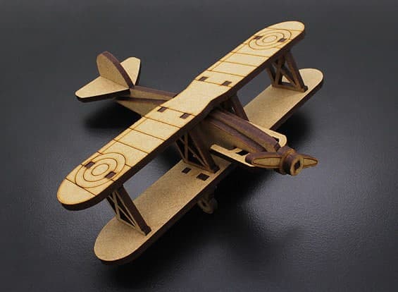 Vintage Biplane 3D Puzzle Laser Cut Vector File