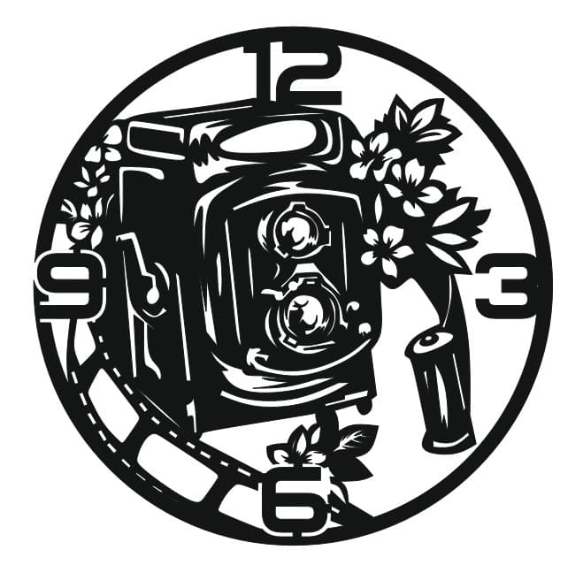 Vintage Camera Wall Clock Laser Cut File Vector