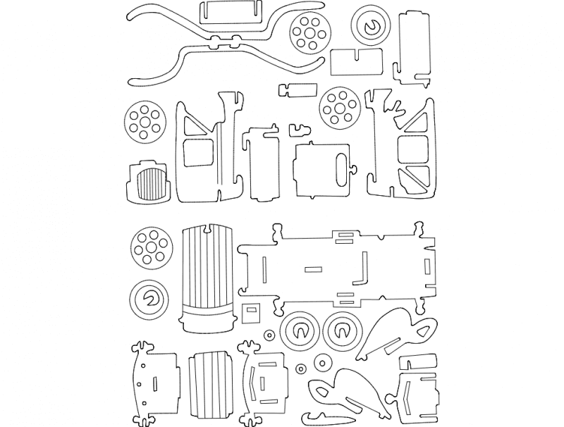 Vintage Classic Car 3D Puzzle Laser Cut Vector File