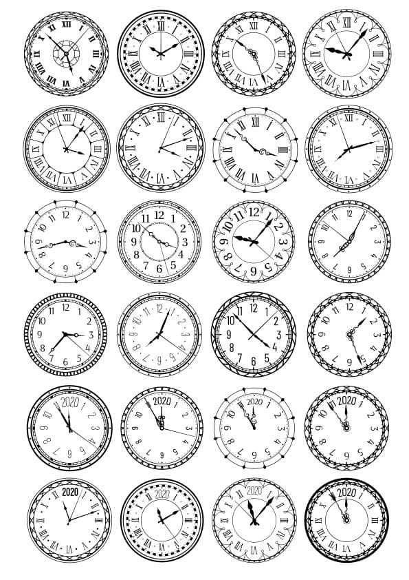Vintage Clock Faces Vector Pack - 24 Designs CDR DXF SVG