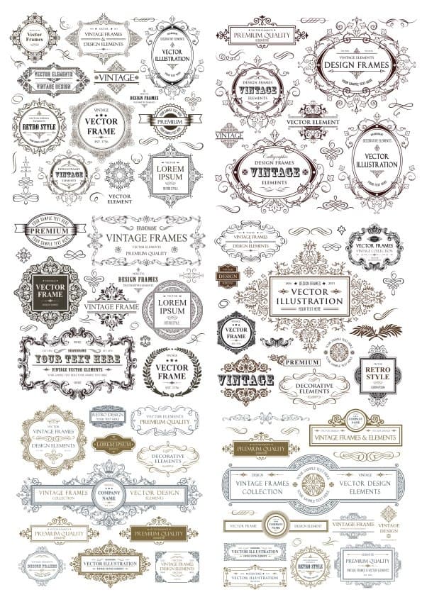 Vintage Decorative Frames and Ornate Borders Vector Set