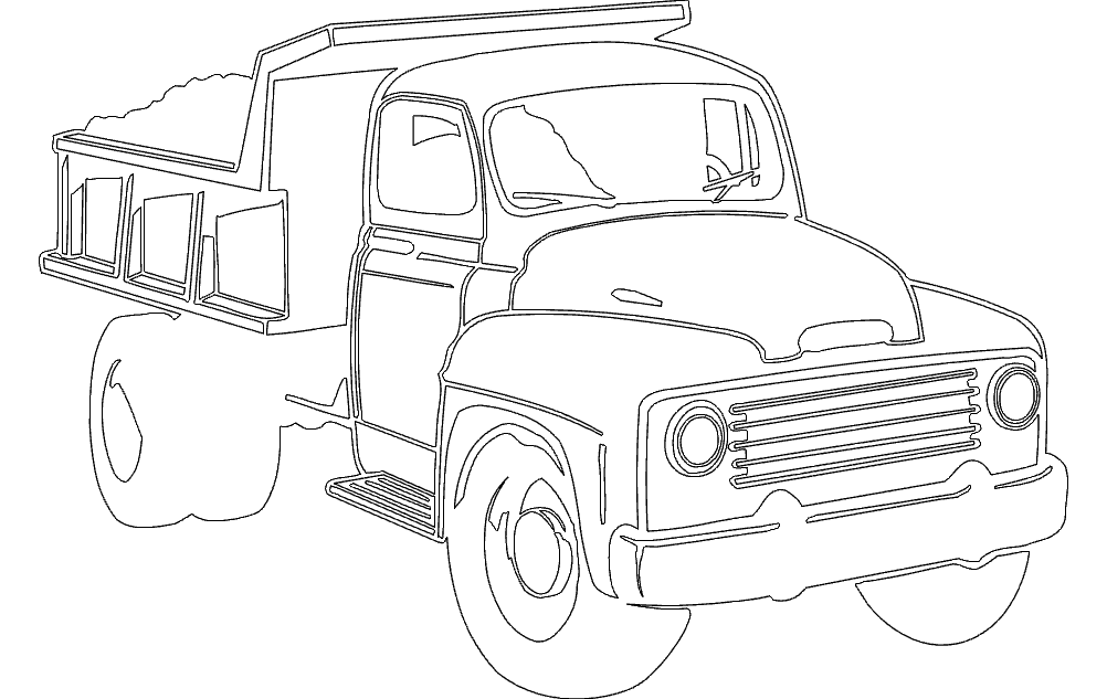 Vintage Dump Truck Vector Design for Laser Cutting DXF