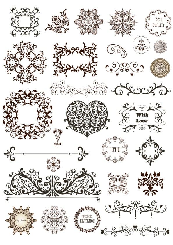 Vintage Floral Ornaments and Dividers Vector Collection