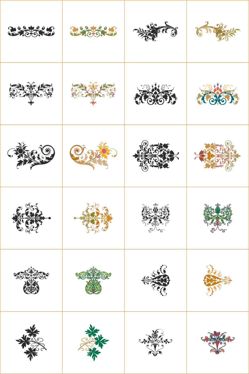 Vintage Floral Ornaments Collection Vector Files for Laser Cutting
