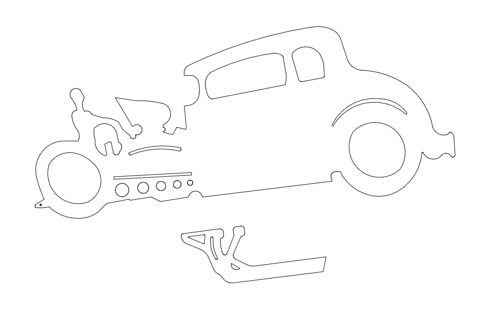 Vintage Hot Rod Car Vector Design DXF File for Laser Cutting