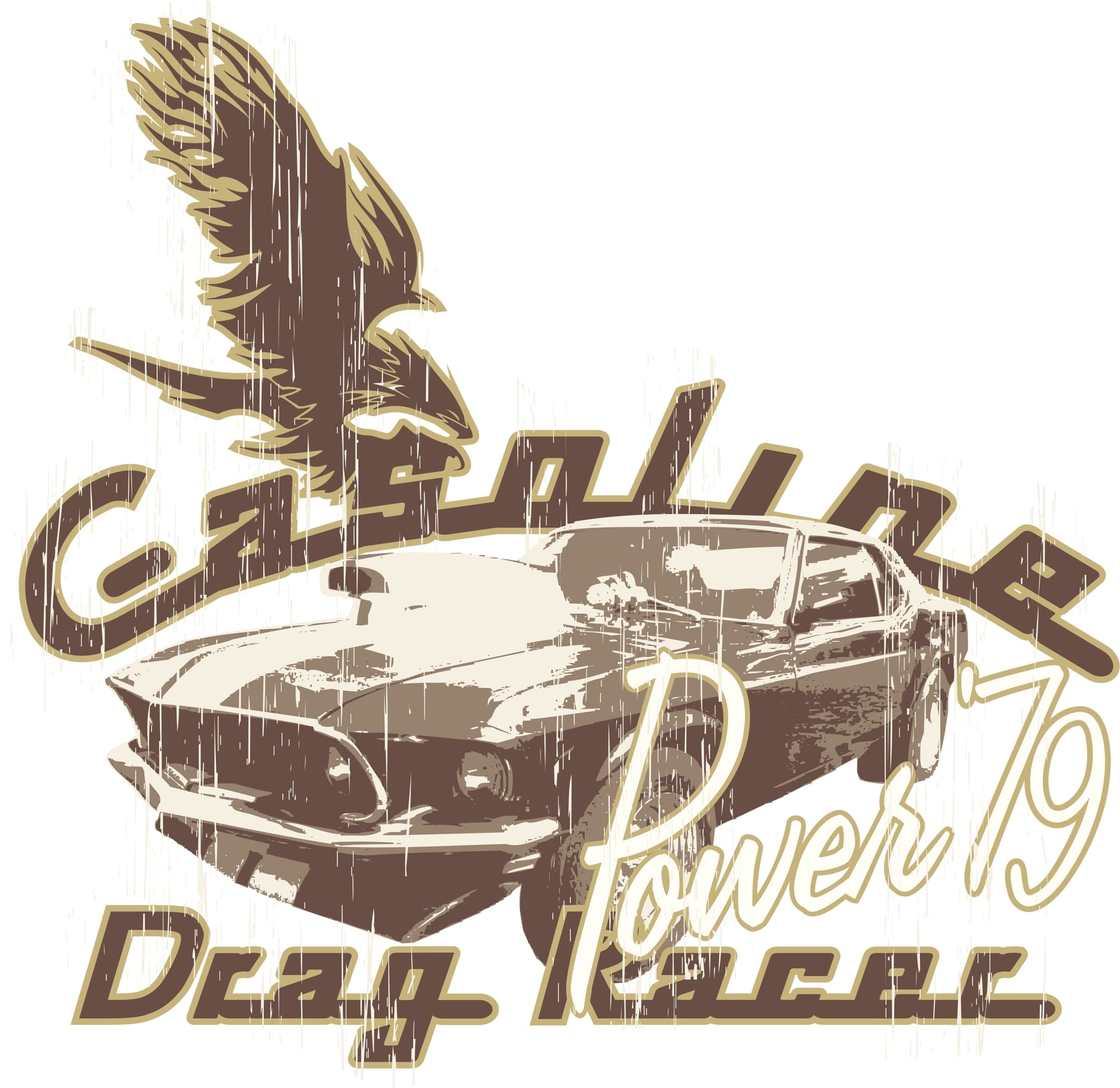 Vintage Muscle Car Drag Racer Vector Design - Free SVG/CDR