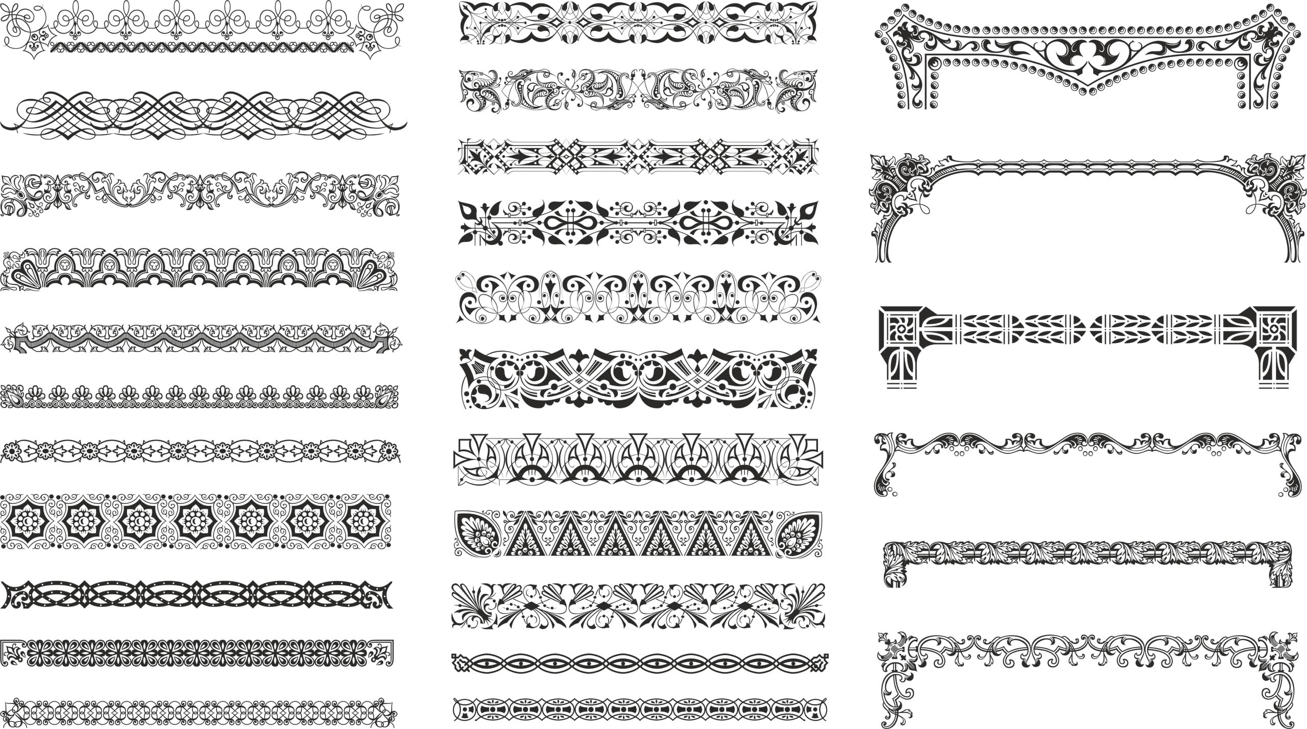 Vintage Ornamental Border Collection Vector Files for CNC
