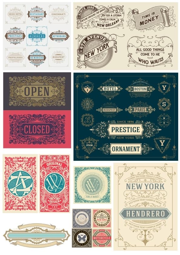 Vintage Ornamental Frames and Labels Vector Collection