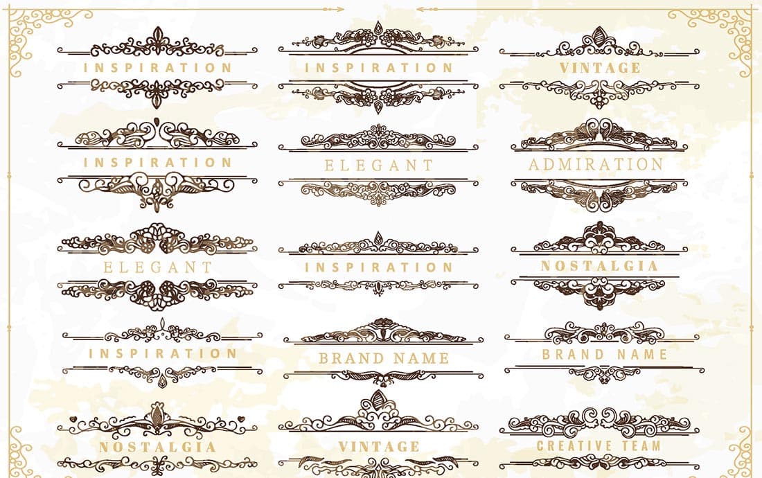 Vintage Ornate Flourish Dividers Vector Set for Laser Cutting
