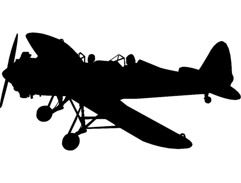 Vintage Propeller Airplane Silhouette Vector DXF File