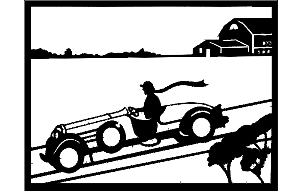 Plantilla de Arte de Pared Coche Clásico en el Campo DXF SVG