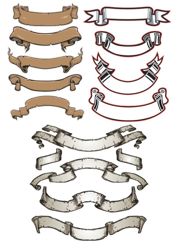 Vintage Ribbon Banners Vector Collection for Laser Cutting