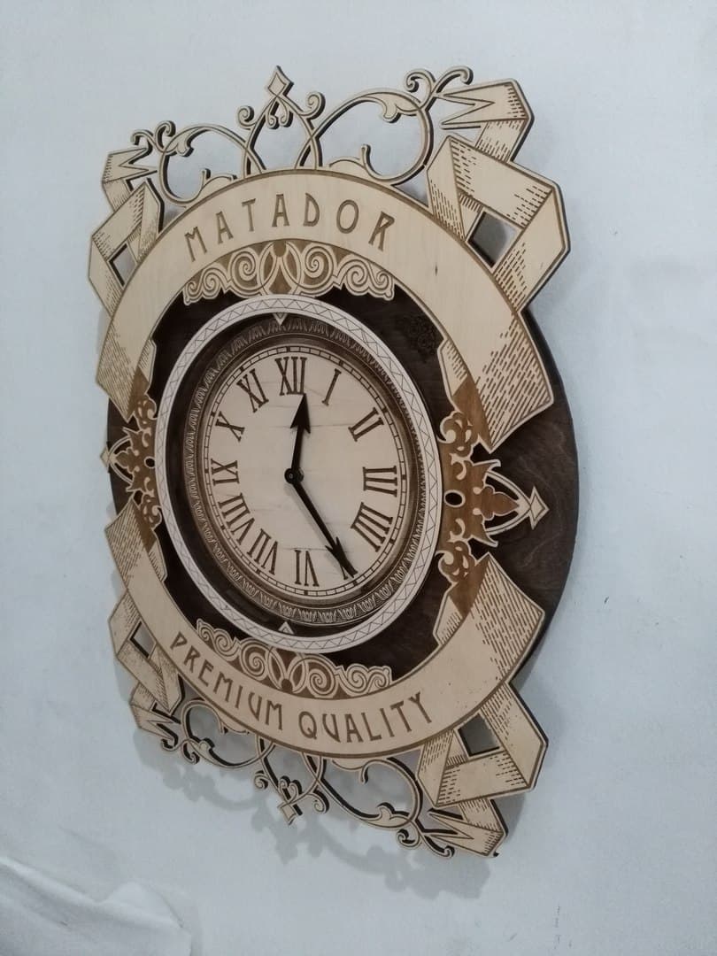 Vintage Ribbon Wall Clock Laser Cut Vector File