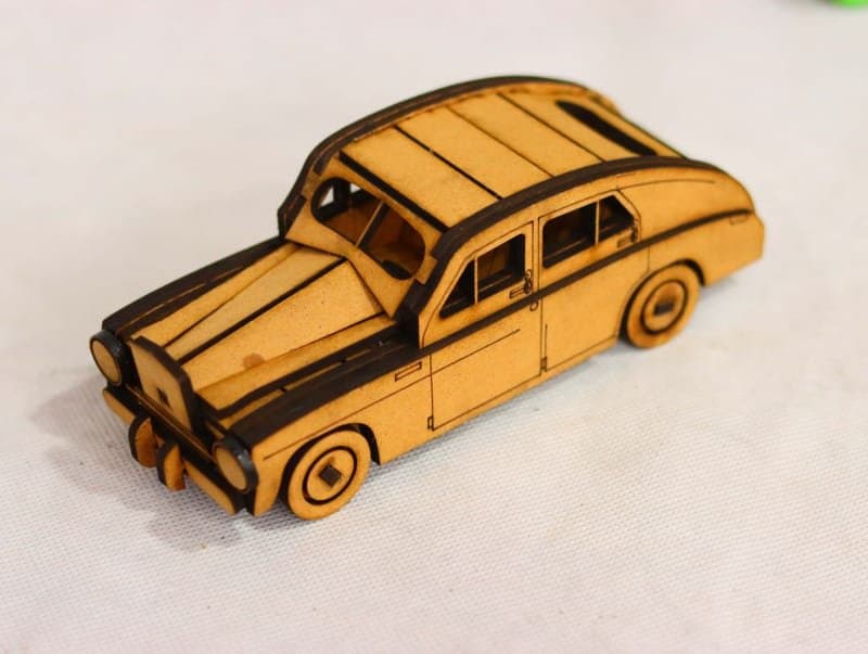 Vintage Sedan 3D Car Puzzle Vector File for Laser Cutting