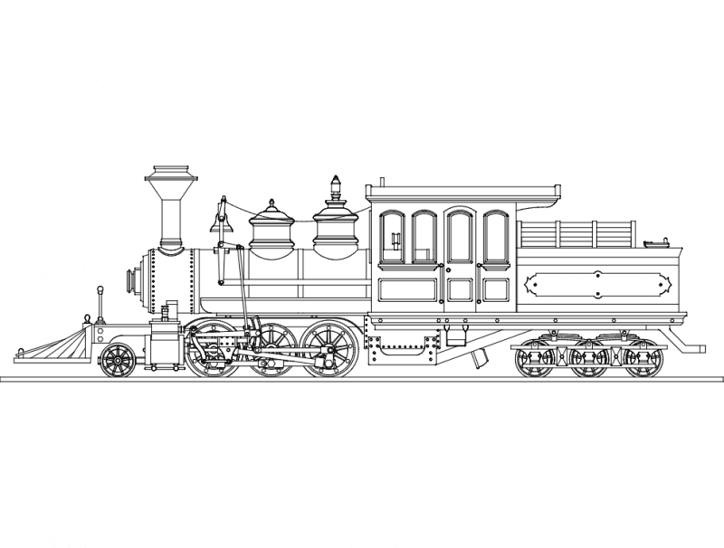 Vintage Steam Train Locomotive DXF Vector Design