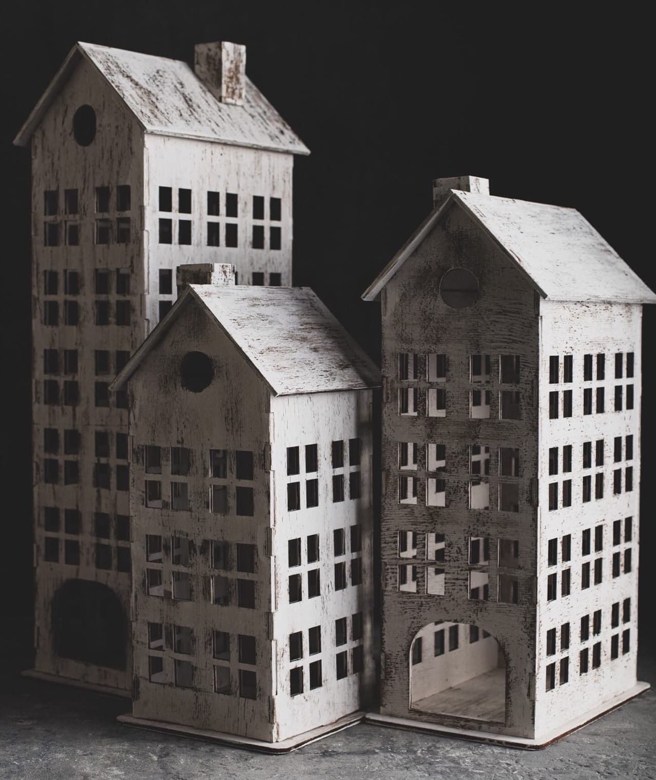 Vintage Style Miniature Village Houses Laser Cut Vector File