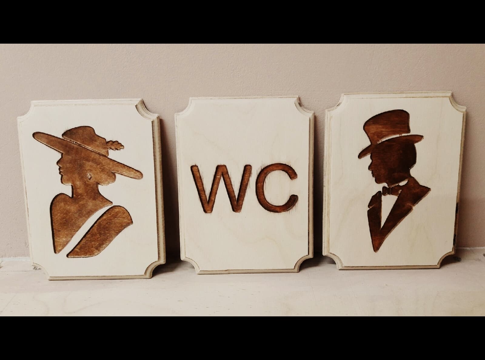 Vintage Style Restroom Sign Set Vector for Laser Cutting