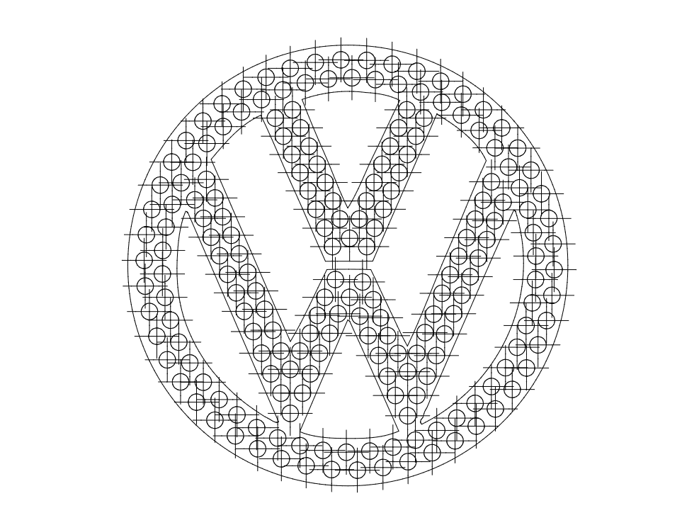 VW Logo Grid Pattern Vector Design DXF File