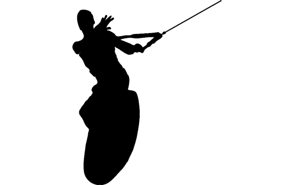 Wakeboarder Silhouette Vector for Laser Cutting DXF