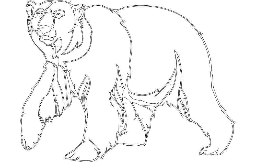 Walking Polar Bear Vector Design for Laser Cutting DXF