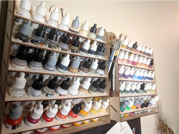 Wall-Mounted Paint Rack for Hobbyists Laser Cut DXF File