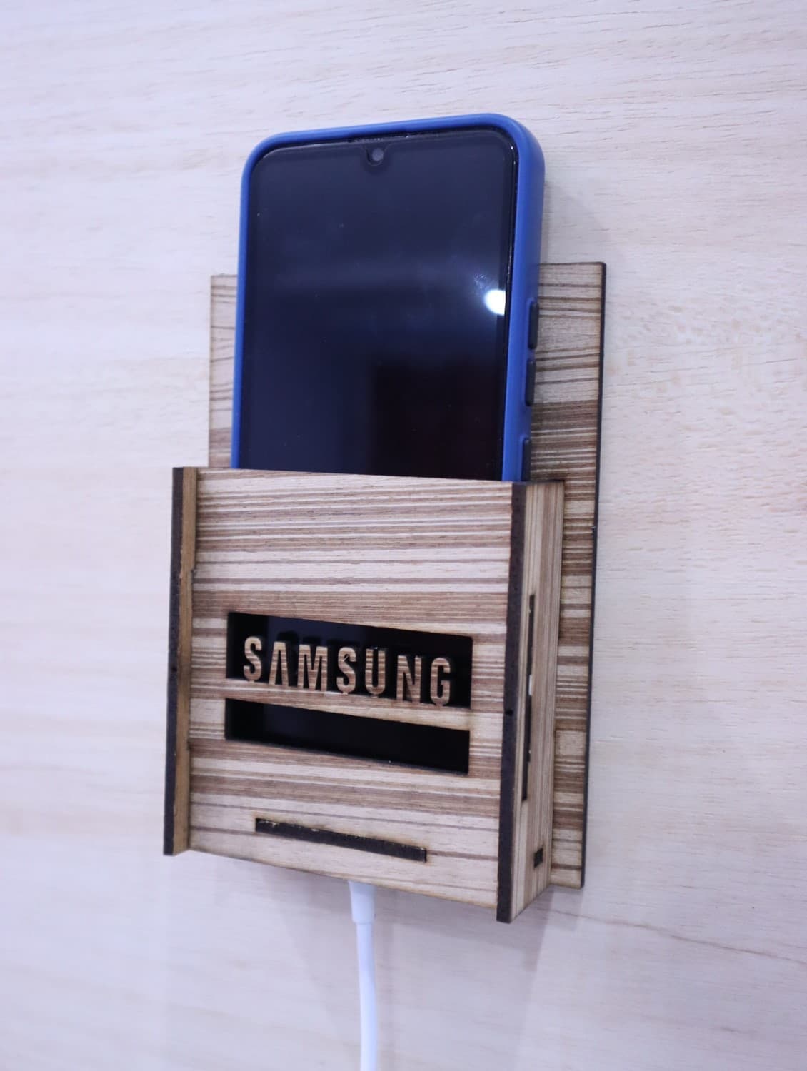 Wall-Mounted Phone Charging Holder Laser Cut Vector File