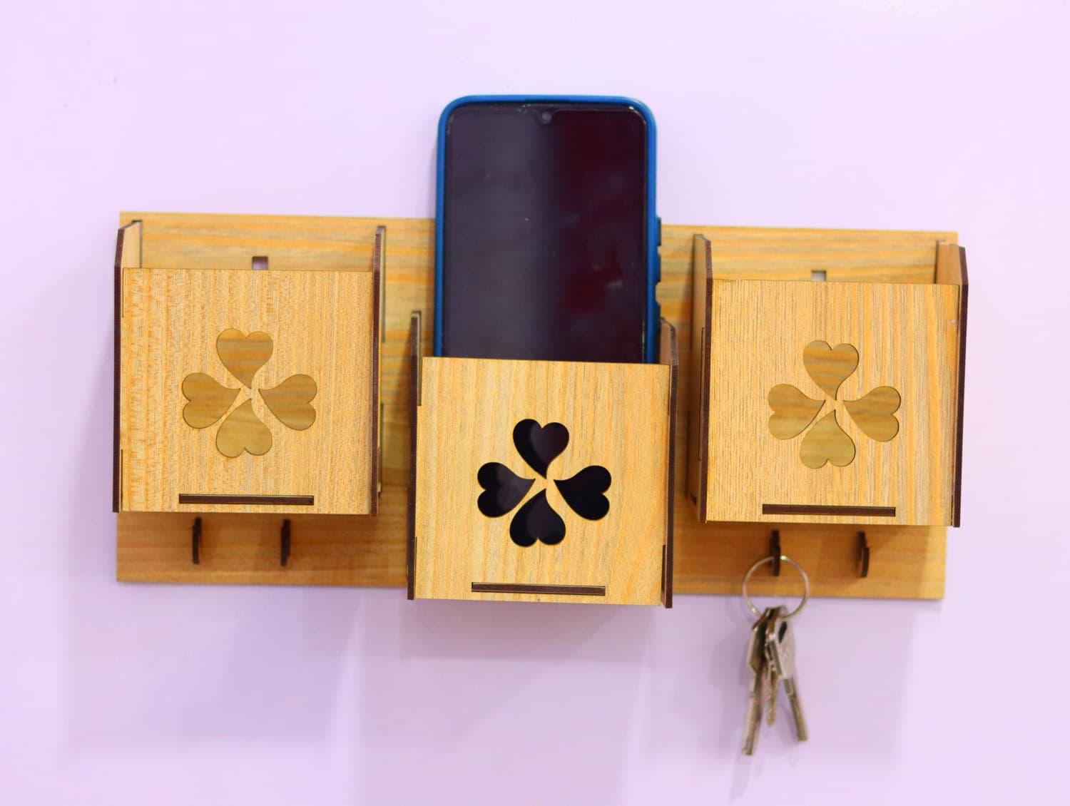 Wall-Mounted Phone Holder and Organizer Vector Design (DXF, SVG)
