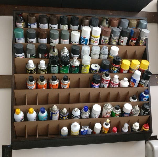 Wall-Mounted Spray Paint Can Storage Rack Laser Cut DXF