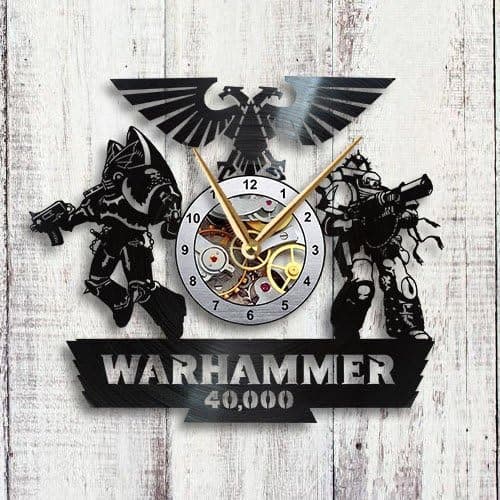 Plantilla Vectorial de Reloj de Pared Warhammer 40k en Disco de Vinilo DXF CDR
