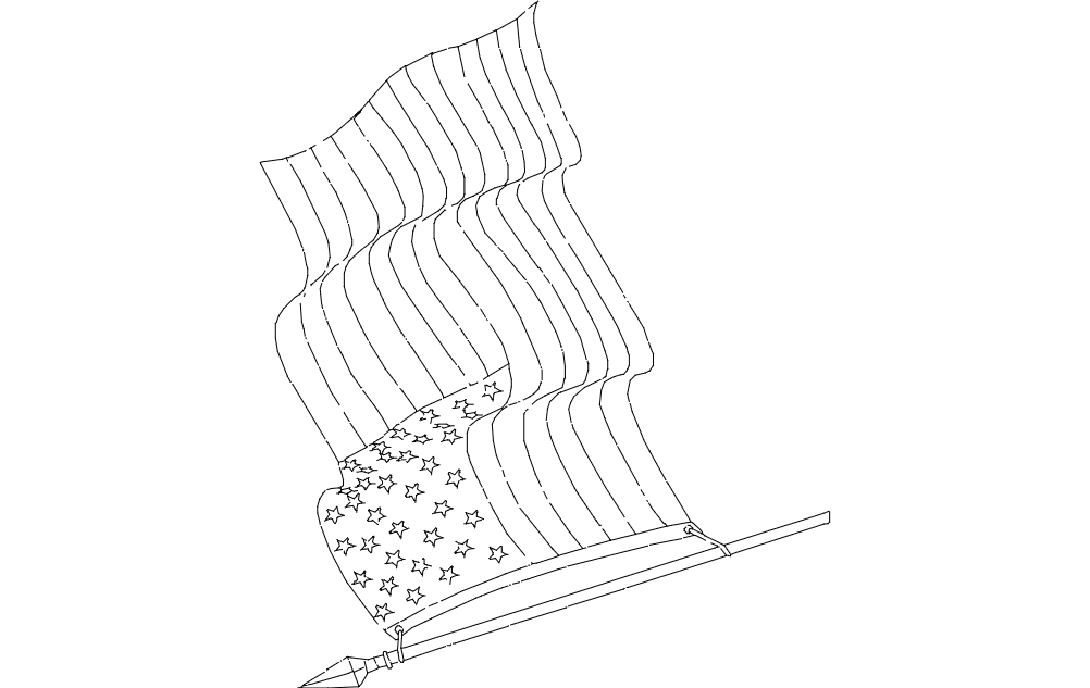 Waving American Flag Vector Design DXF File