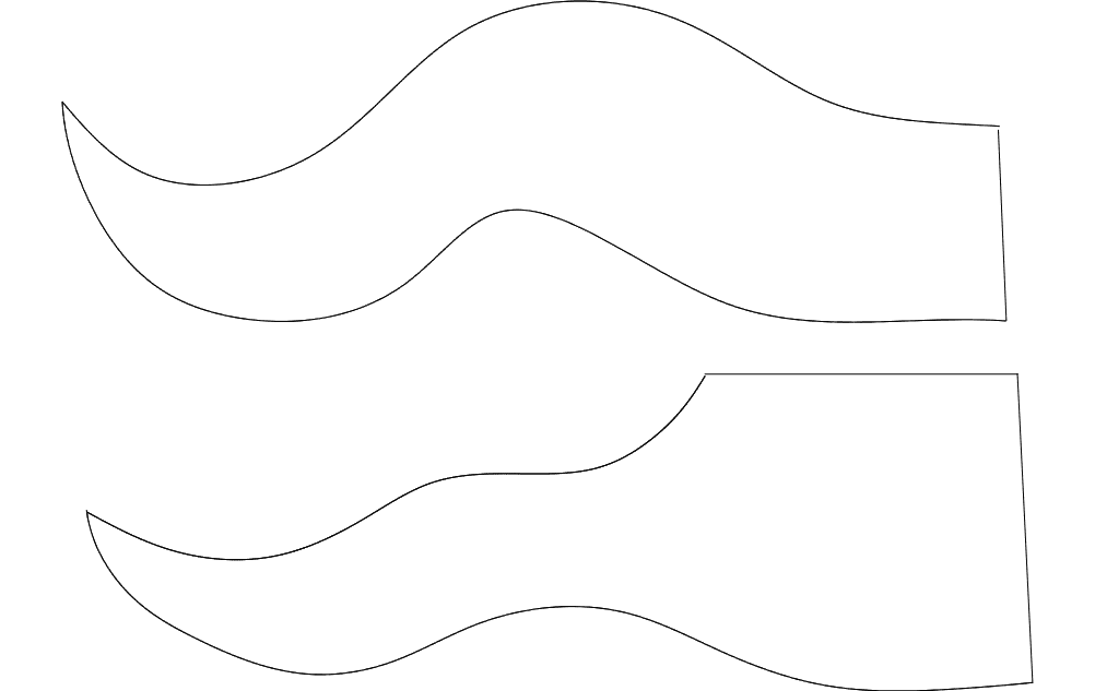 Wavy Pennant Flag Silhouette Vector DXF File