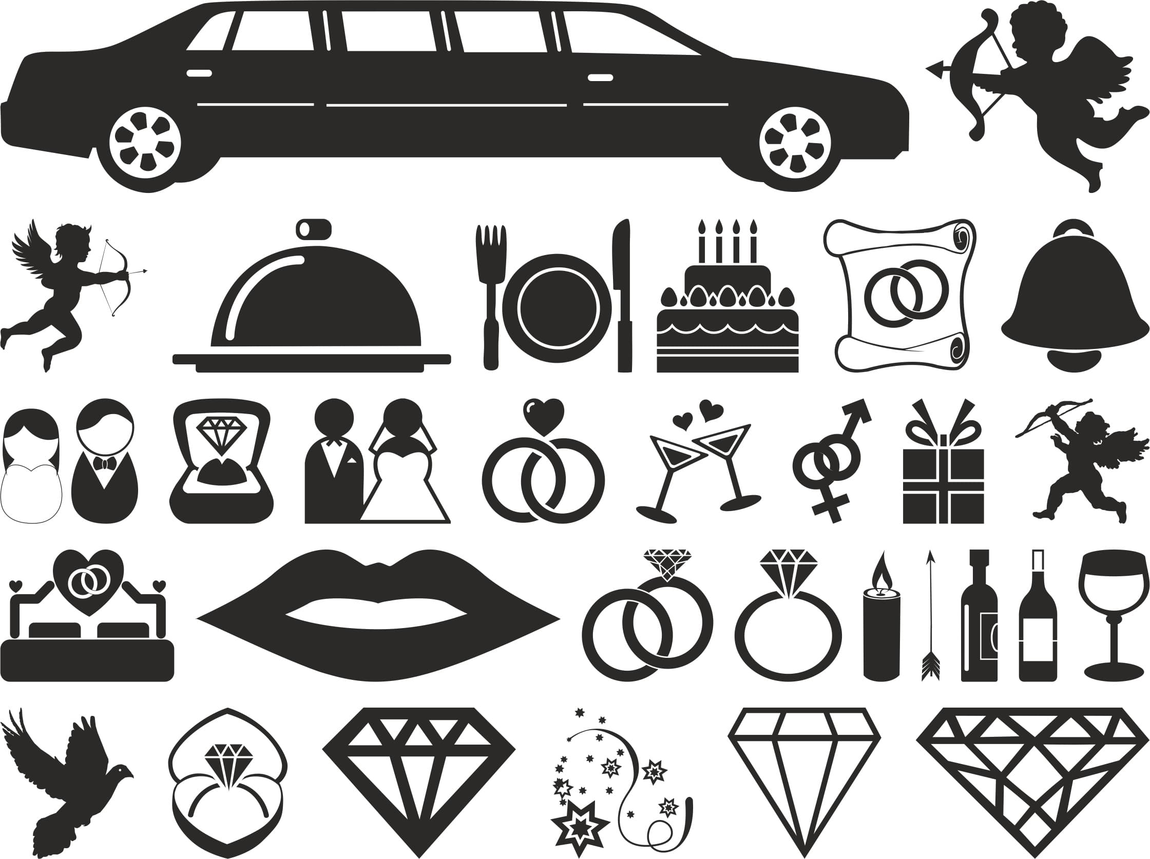 Wedding Celebration Vector Collection for Laser Cutting